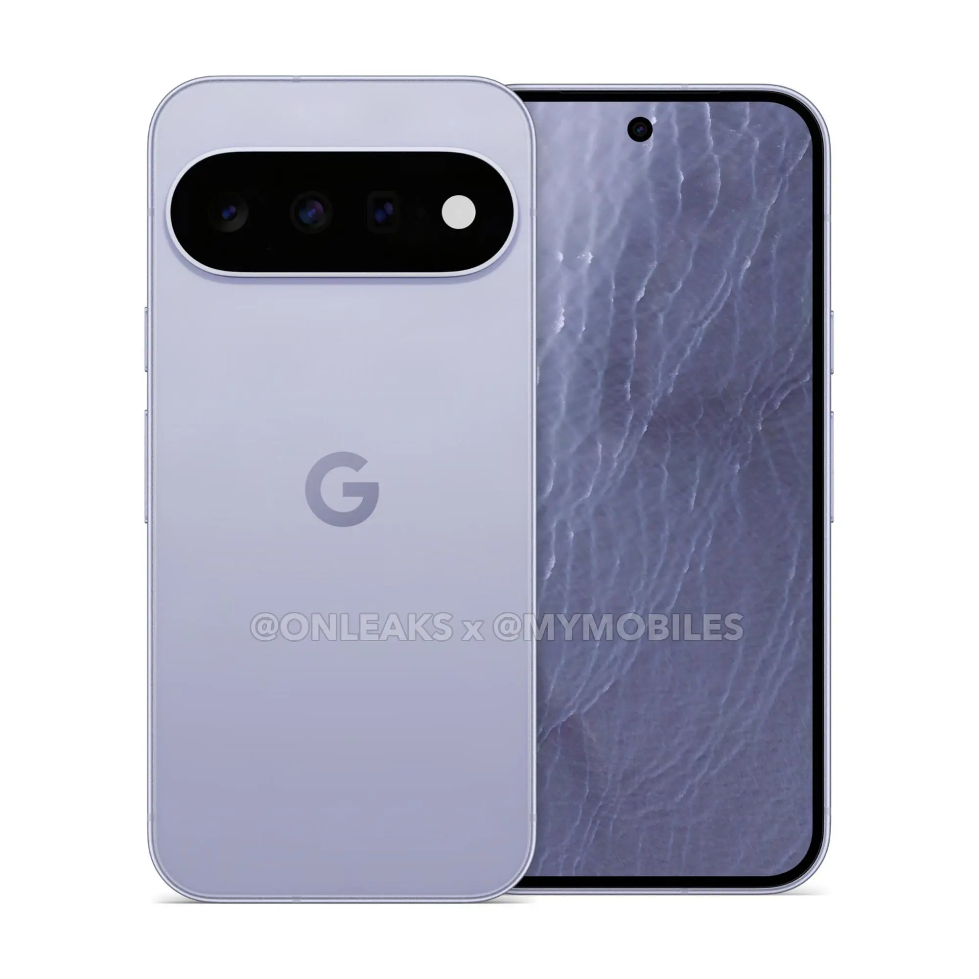 Google Pixel 11 in Blue, leaked press render, front and back