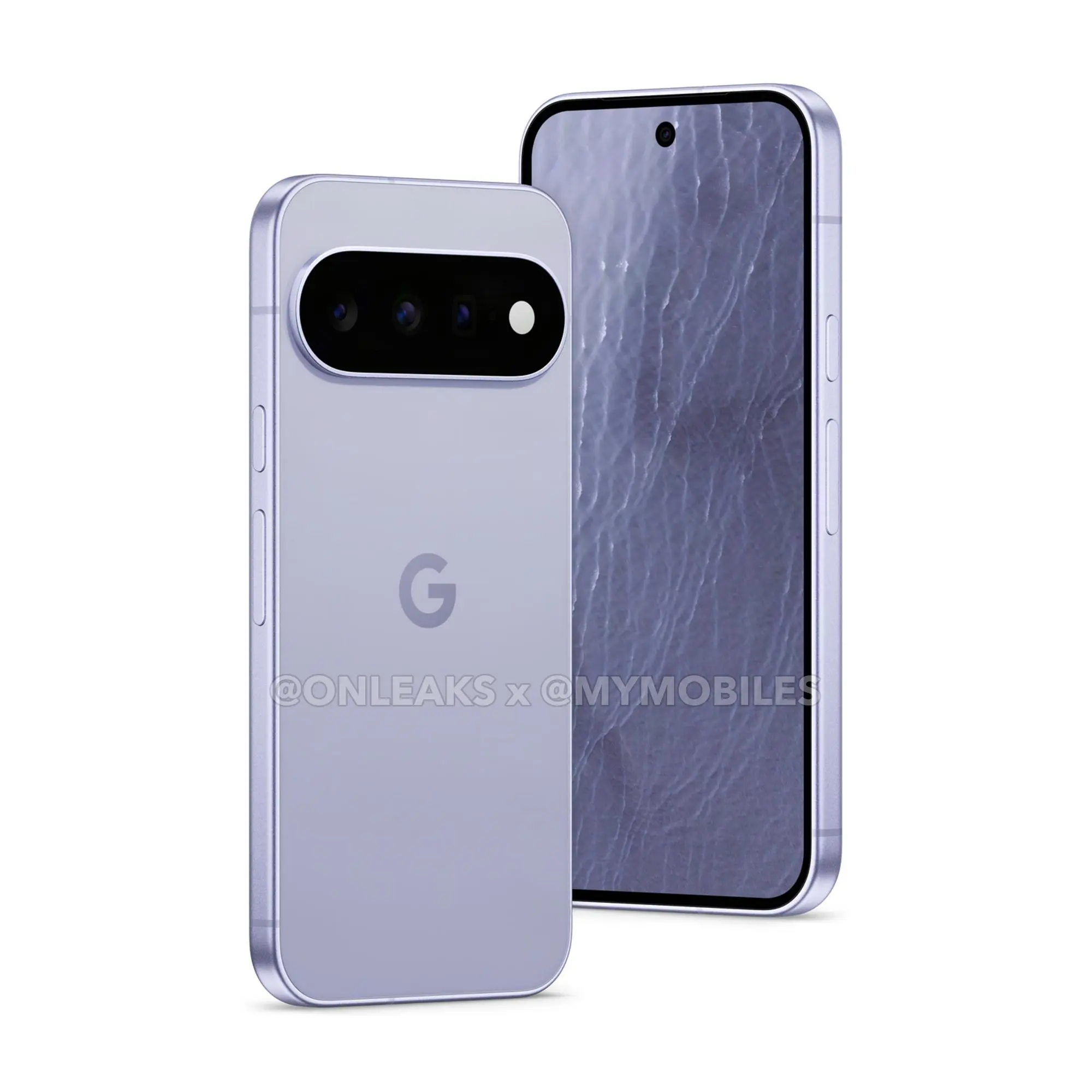 Google Pixel 11 in Blue, leaked press render, rear three-quarter view