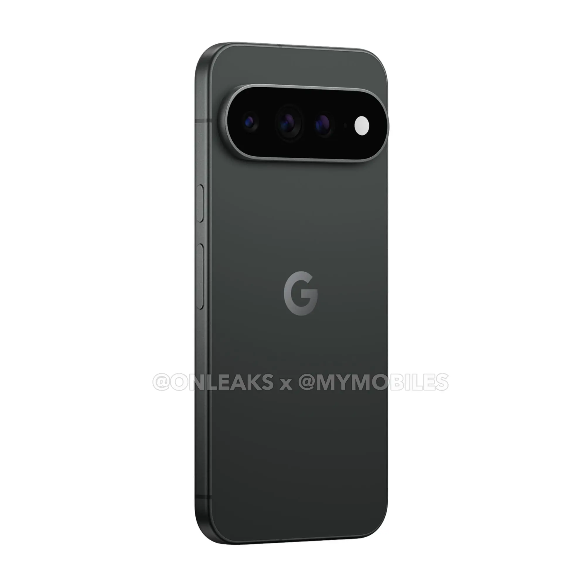 Google Pixel 11 Pro XL in Midnight, leaked press render, rear three-quarter view