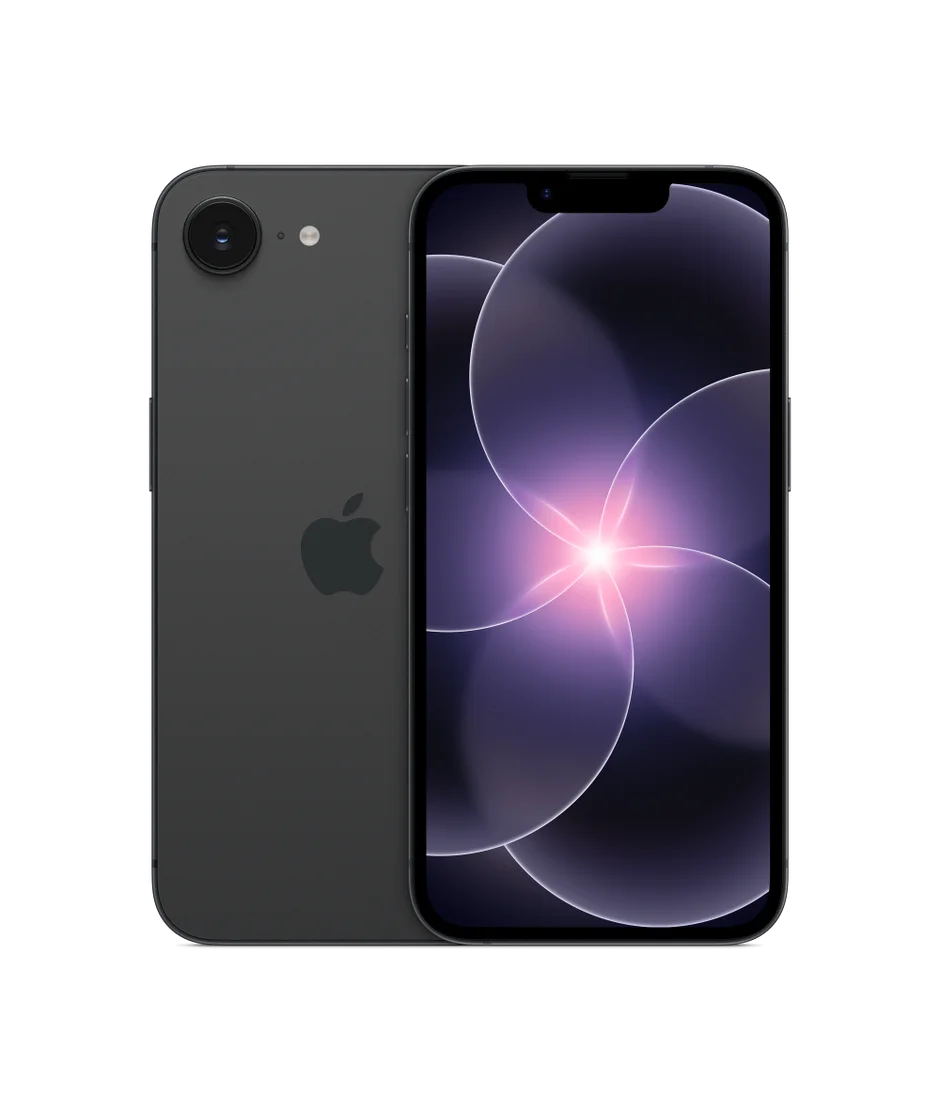 Apple iPhone 17e in Black, front and back