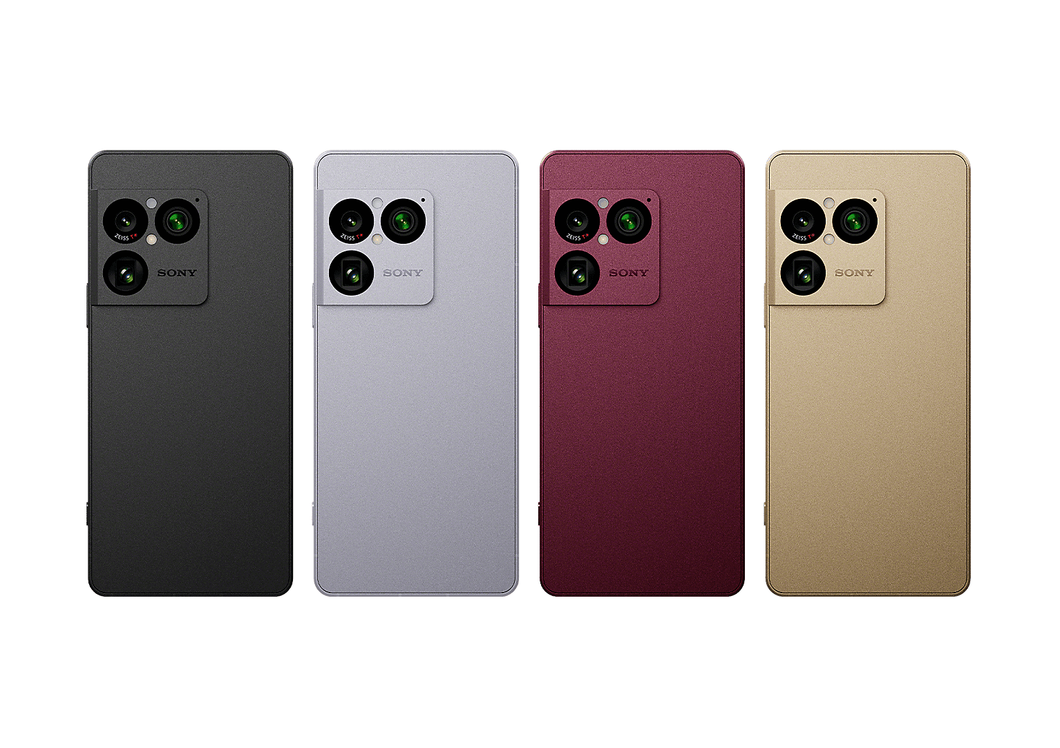 Sony Xperia 1 VIII colourways: Graphite Black, Iolite Silver, Garnet Red, and Native Gold