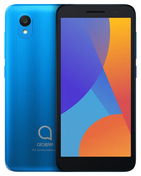 Alcatel 1 (2021) in blue, front and back composite