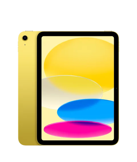 Apple iPad (10th generation) in Yellow - front and back view