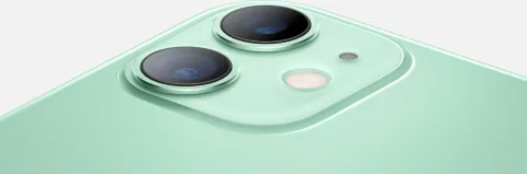 Apple iPhone 11 dual-camera detail in Green