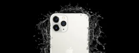 Apple iPhone 11 Pro in Silver splashed with water