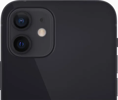iPhone 12 dual-camera system close-up, Black