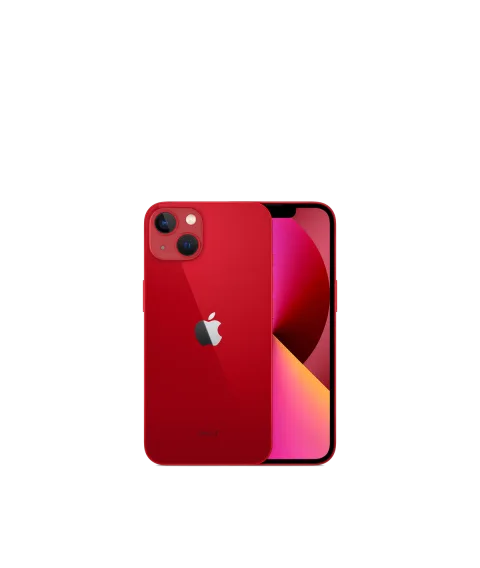 Apple iPhone 13 in (PRODUCT)RED - front and back view