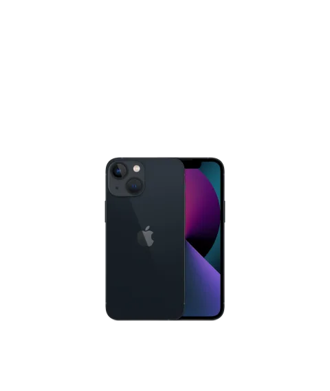 Apple iPhone 13 mini in Midnight - front and back view