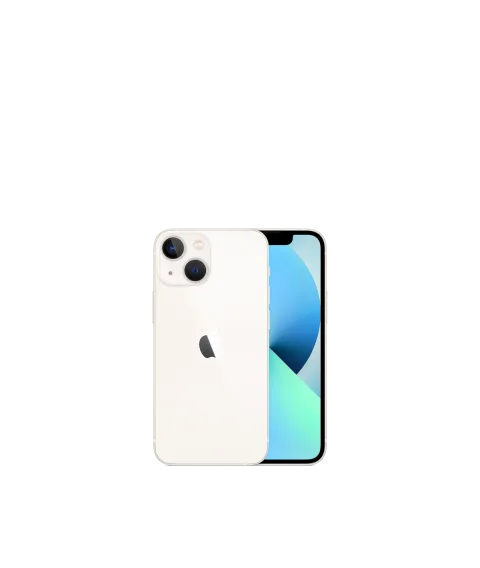 Apple iPhone 13 mini in Starlight - front and back view