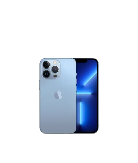 Apple iPhone 13 Pro in Sierra Blue - front and back view
