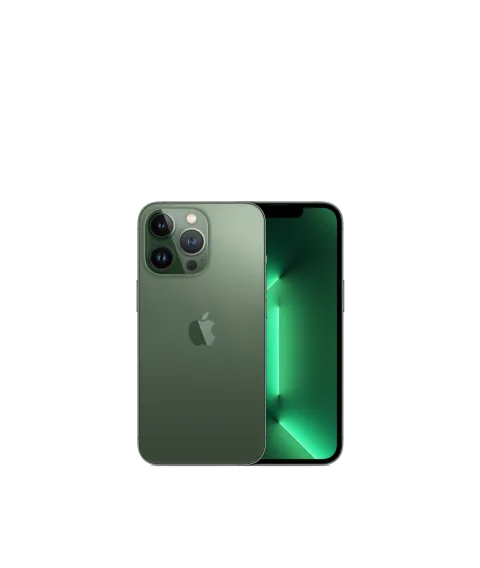 Apple iPhone 13 Pro in Alpine Green - front and back view