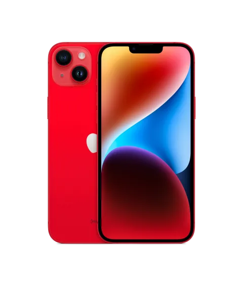Apple iPhone 14 Plus in (PRODUCT)RED, front and back view
