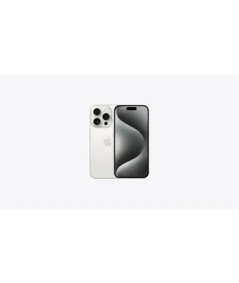 Apple iPhone 15 Pro in White Titanium, front and back view