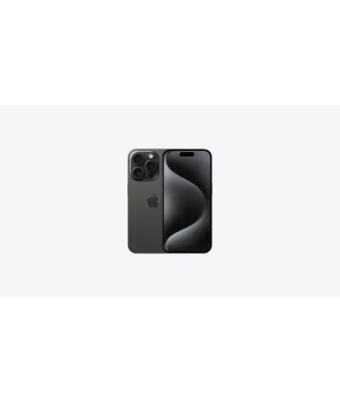 Apple iPhone 15 Pro in Black Titanium, front and back view
