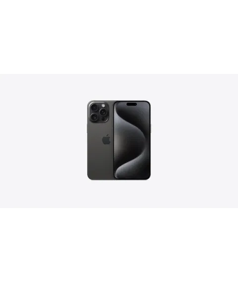 Apple iPhone 15 Pro Max in Black Titanium, front and back view