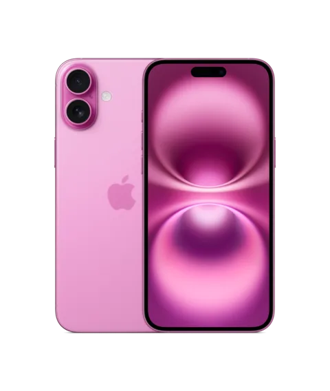 Apple iPhone 16 Plus in Pink, front and back finish view