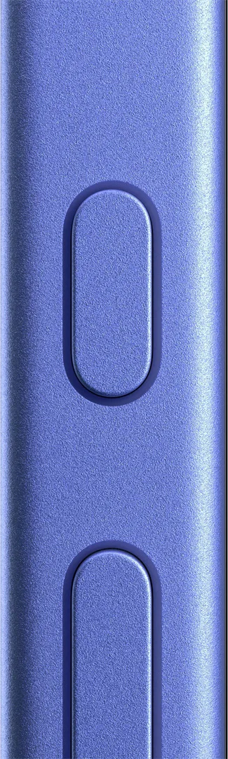 Apple iPhone 16 Plus in Ultramarine, close-up of the Action Button