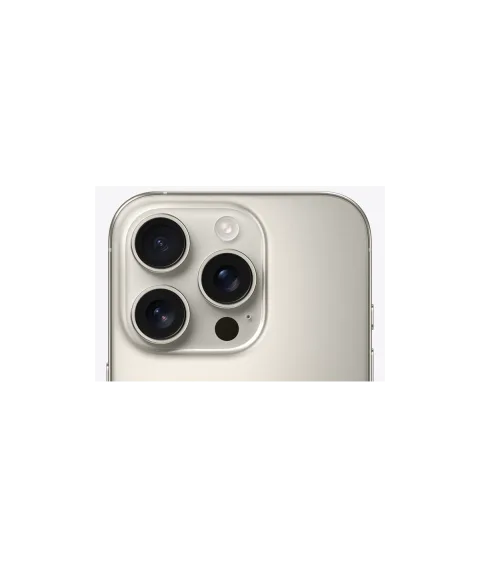 Apple iPhone 16 Pro in Natural Titanium, rear camera close-up