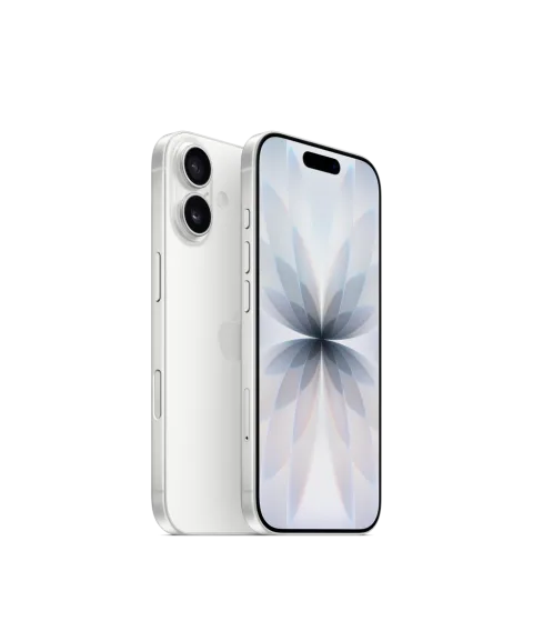 Apple iPhone 17 in White, front and back view
