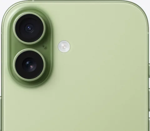 Apple iPhone 17 in Sage, camera close-up