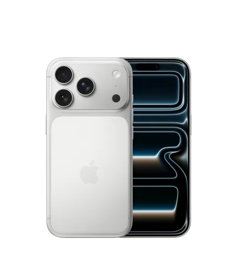Apple iPhone 17 Pro in Silver, front and back view
