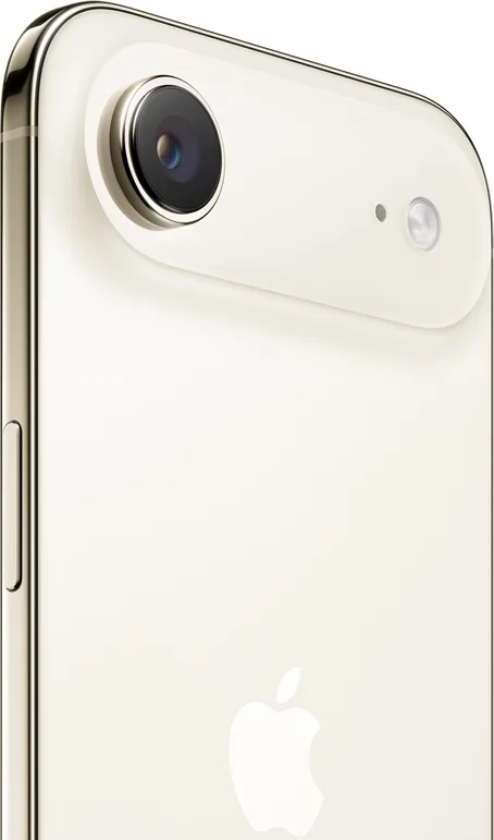 Apple iPhone Air in Light Gold, camera lens close-up