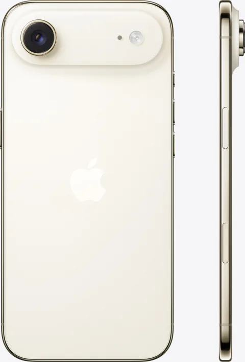 Apple iPhone Air in Light Gold, angled back view showing the thin profile