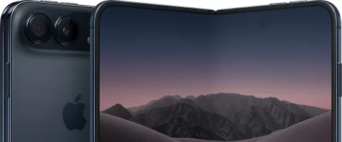 Apple iPhone Duo in Night Sky, inner display close-up with the hinge open