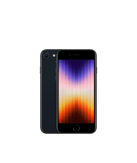 Apple iPhone SE (2022) in Midnight - front and back view