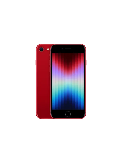 Apple iPhone SE (2022) in (PRODUCT)RED - front and back view