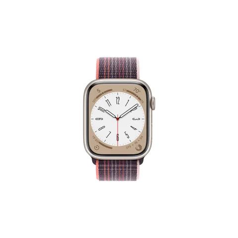 Apple Watch Series 8 in Starlight with Sport Loop, front view