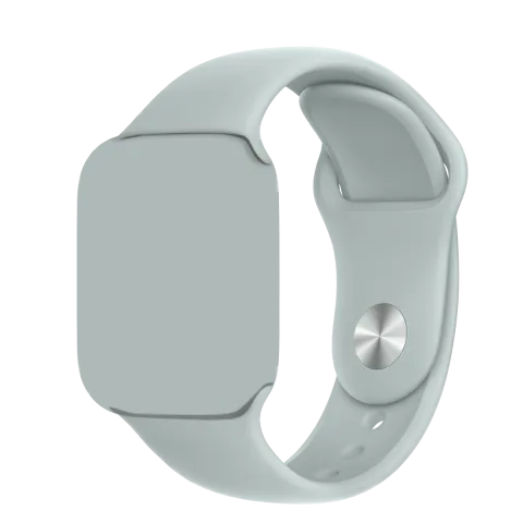 Apple Watch Series 8 with sage green Sport Band, angled view