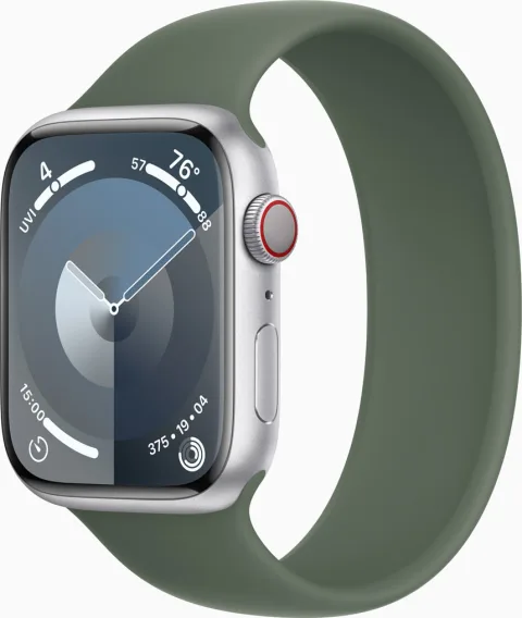 Apple Watch Series 9 - Silver aluminium case, Olive Solo Loop