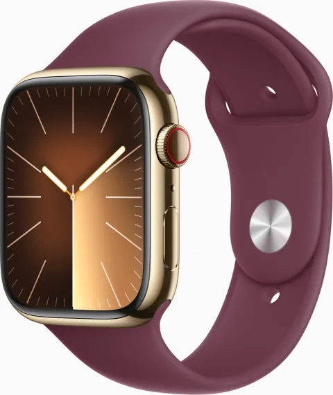 Apple Watch Series 9 - Gold stainless steel case, Light Violet Sport Band