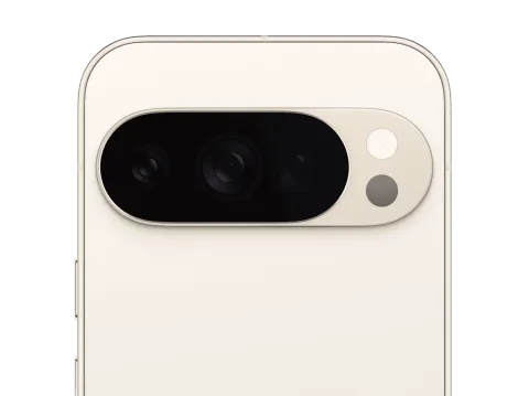 Google Pixel 10 Pro in Porcelain, camera bar close-up