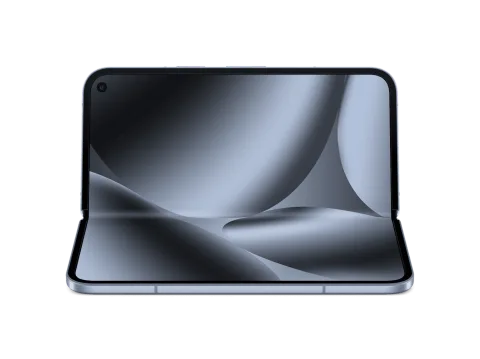 Pixel 10 Pro Fold in tabletop mode, resembling a laptop