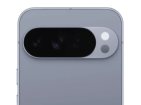 Google Pixel 10 Pro XL in Moonstone, camera bar close-up