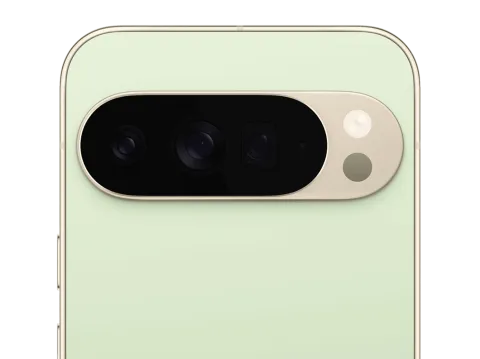 Google Pixel 10 Pro XL in Jade, camera bar close-up