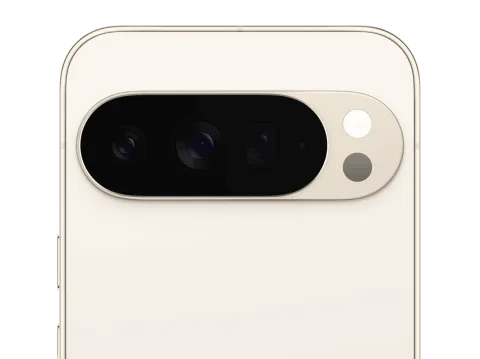 Google Pixel 10 Pro XL in Porcelain, camera bar close-up