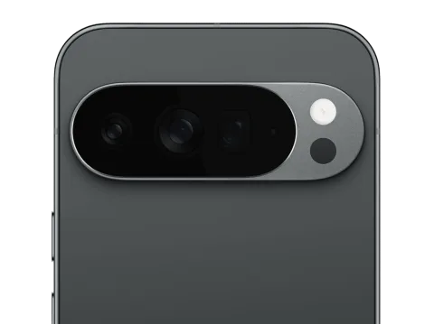 Google Pixel 10 Pro XL in Obsidian, camera bar close-up