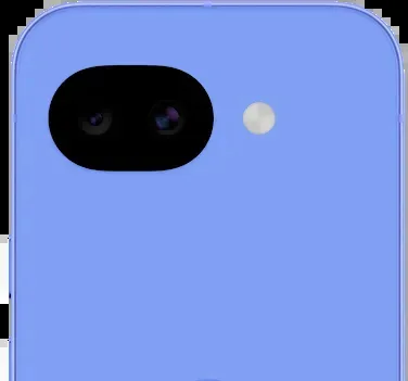 Google Pixel 10a in Lavender, back view showing the camera bar