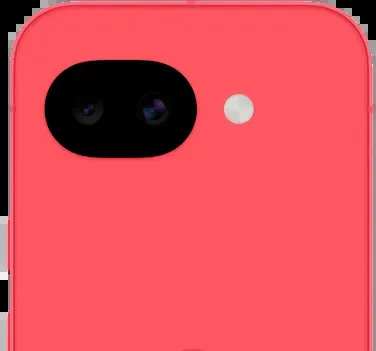 Google Pixel 10a in Berry, back view showing the camera bar