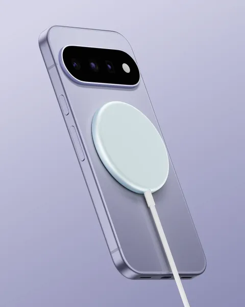 Google Pixel 11 connected to a Pixelsnap wireless charger.