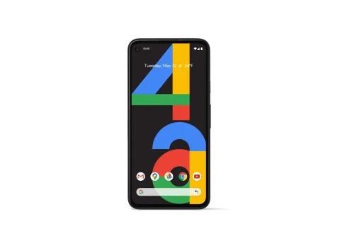 Google Pixel 4a in Just Black, front view