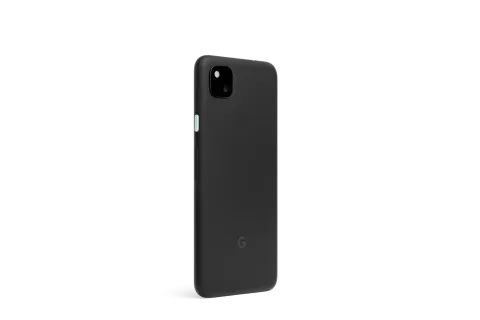 Google Pixel 4a in Just Black, angled back view