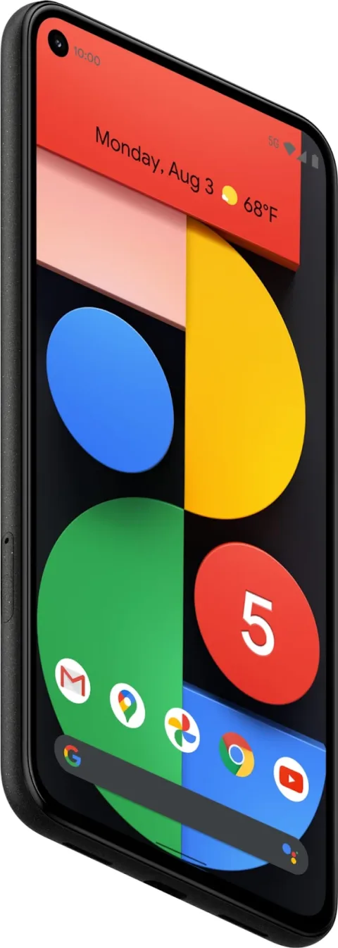Google Pixel 5 in Just Black, front angled view
