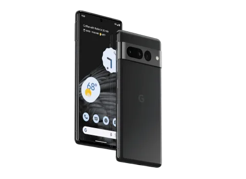 Front and back of Pixel 7 Pro in Obsidian