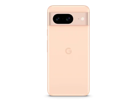 Google Pixel 8 in Rose, straight rear view