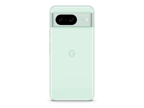 Google Pixel 8 in Mint, straight rear view