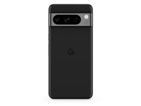Google Pixel 8 Pro in Obsidian, straight rear view